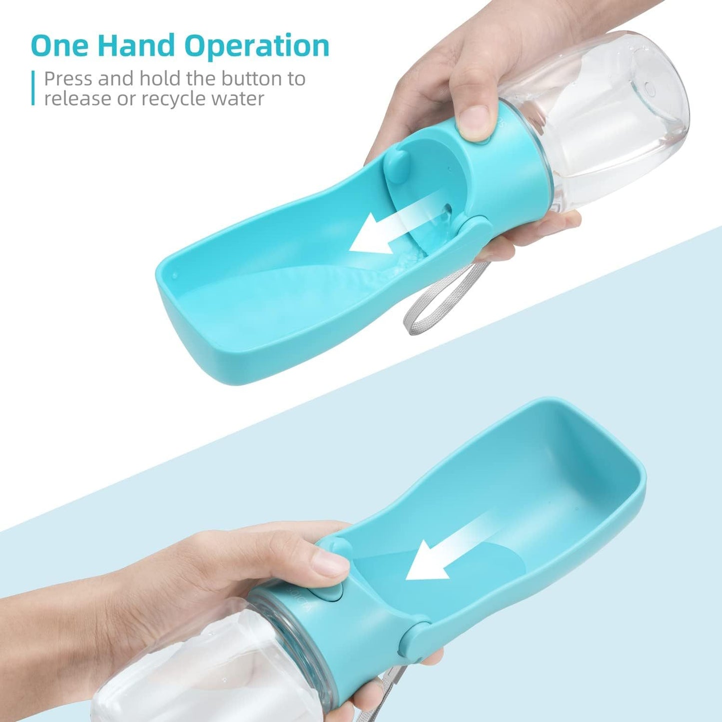 Portable Dog Water Bottle with Built-in Bowl – Leakproof Travel Water Dispenser for Small, Medium & Large Dogs