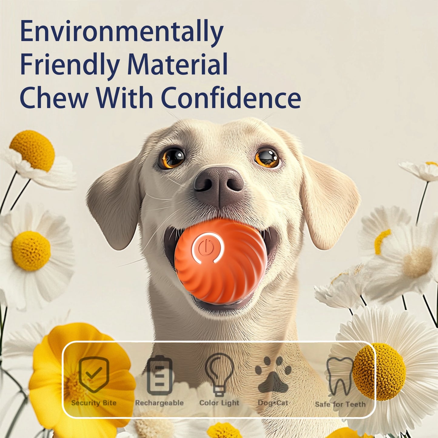 Smart Interactive Bouncing Ball for pets – USB Rechargeable, Self-Moving & Rotating Toy with Noise-Reducing Cover