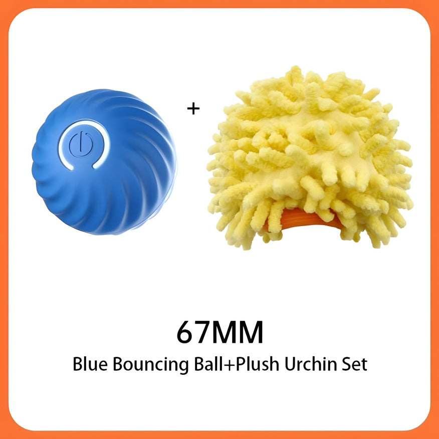 Smart Interactive Bouncing Ball for pets – USB Rechargeable, Self-Moving & Rotating Toy with Noise-Reducing Cover
