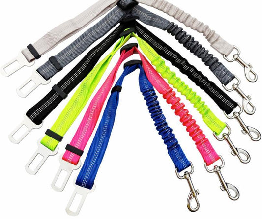 Adjustable Reflective Dog Seat Belt – Elastic Buffer & Safety Harness for Car Travel