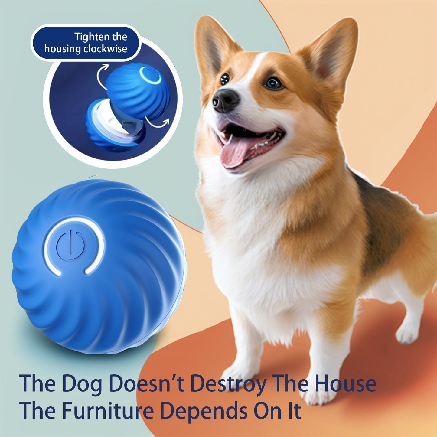 Smart Interactive Bouncing Ball for pets – USB Rechargeable, Self-Moving & Rotating Toy with Noise-Reducing Cover