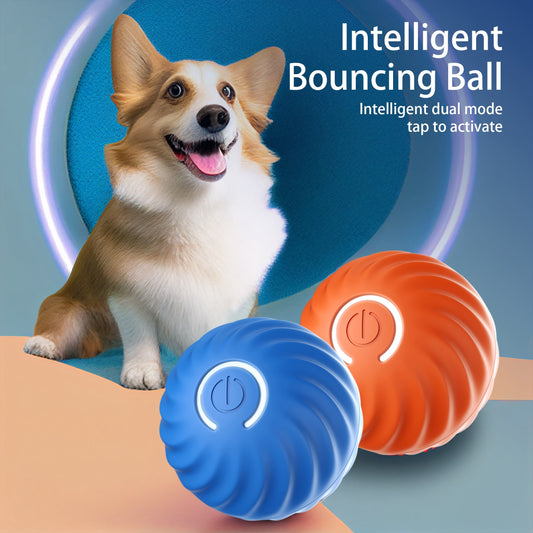 Smart Interactive Bouncing Ball for pets – USB Rechargeable, Self-Moving & Rotating Toy with Noise-Reducing Cover