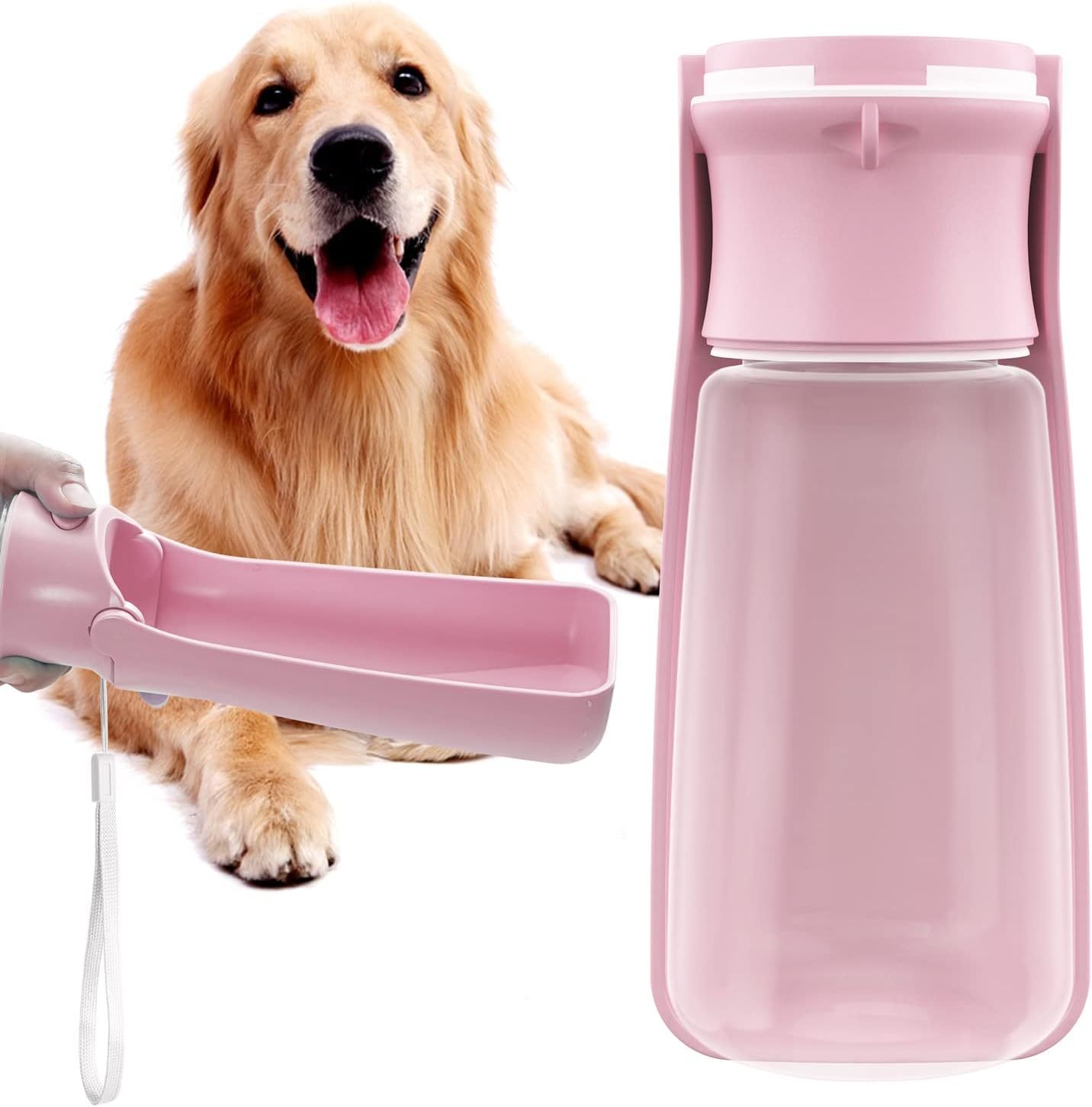 Portable Dog Water Bottle with Built-in Bowl – Leakproof Travel Water Dispenser for Small, Medium & Large Dogs