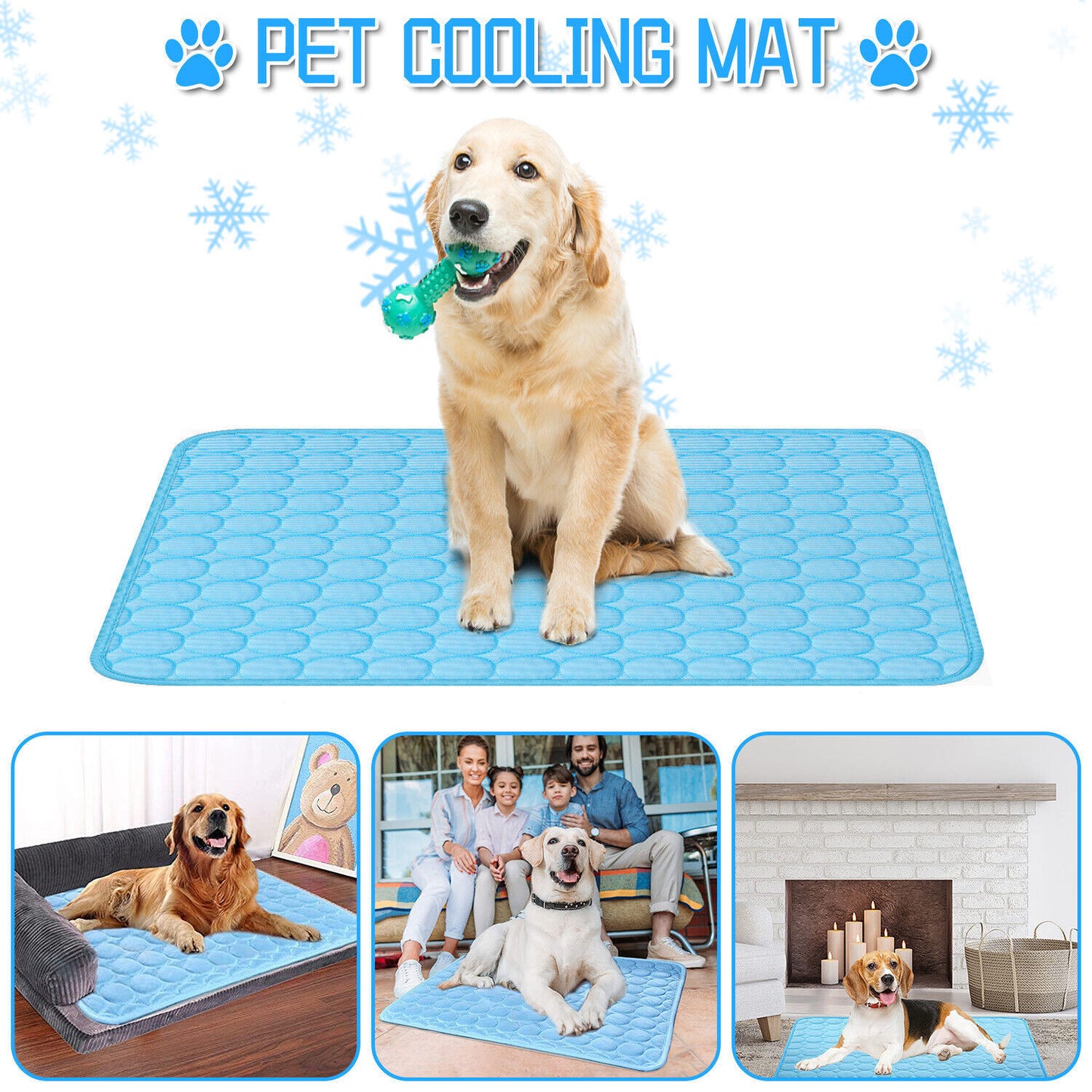 Self-Cooling Pet Mat for Dogs & Cats – Non-Toxic Gel, No Water or Refrigeration Needed, Pressure Activated Cooling Pad