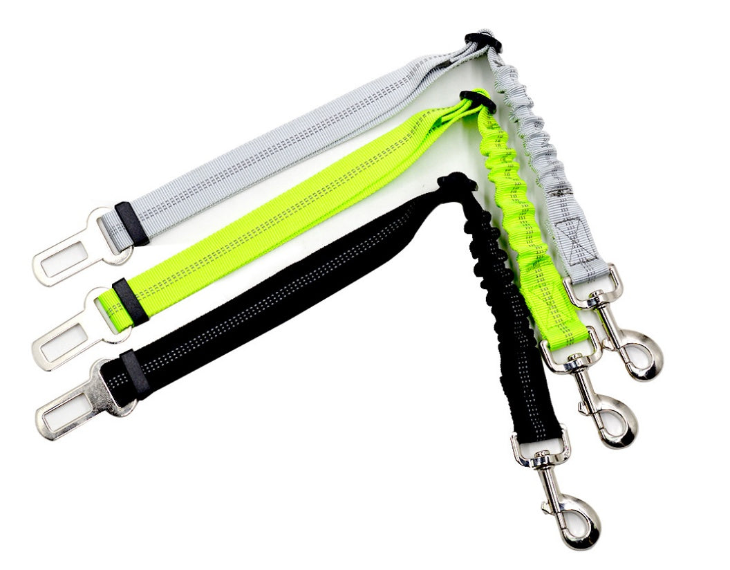 Adjustable Reflective Dog Seat Belt – Elastic Buffer & Safety Harness for Car Travel