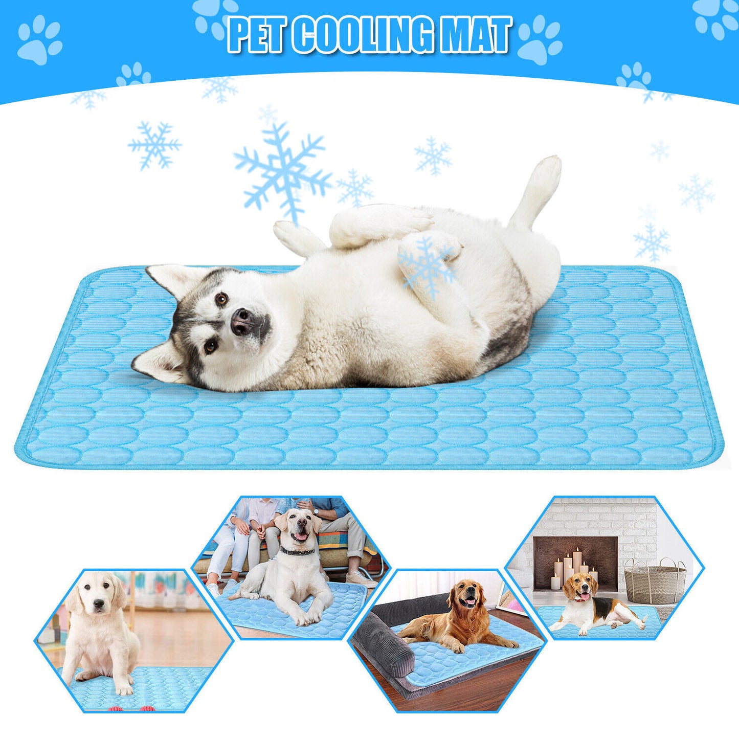 Self-Cooling Pet Mat for Dogs & Cats – Non-Toxic Gel, No Water or Refrigeration Needed, Pressure Activated Cooling Pad