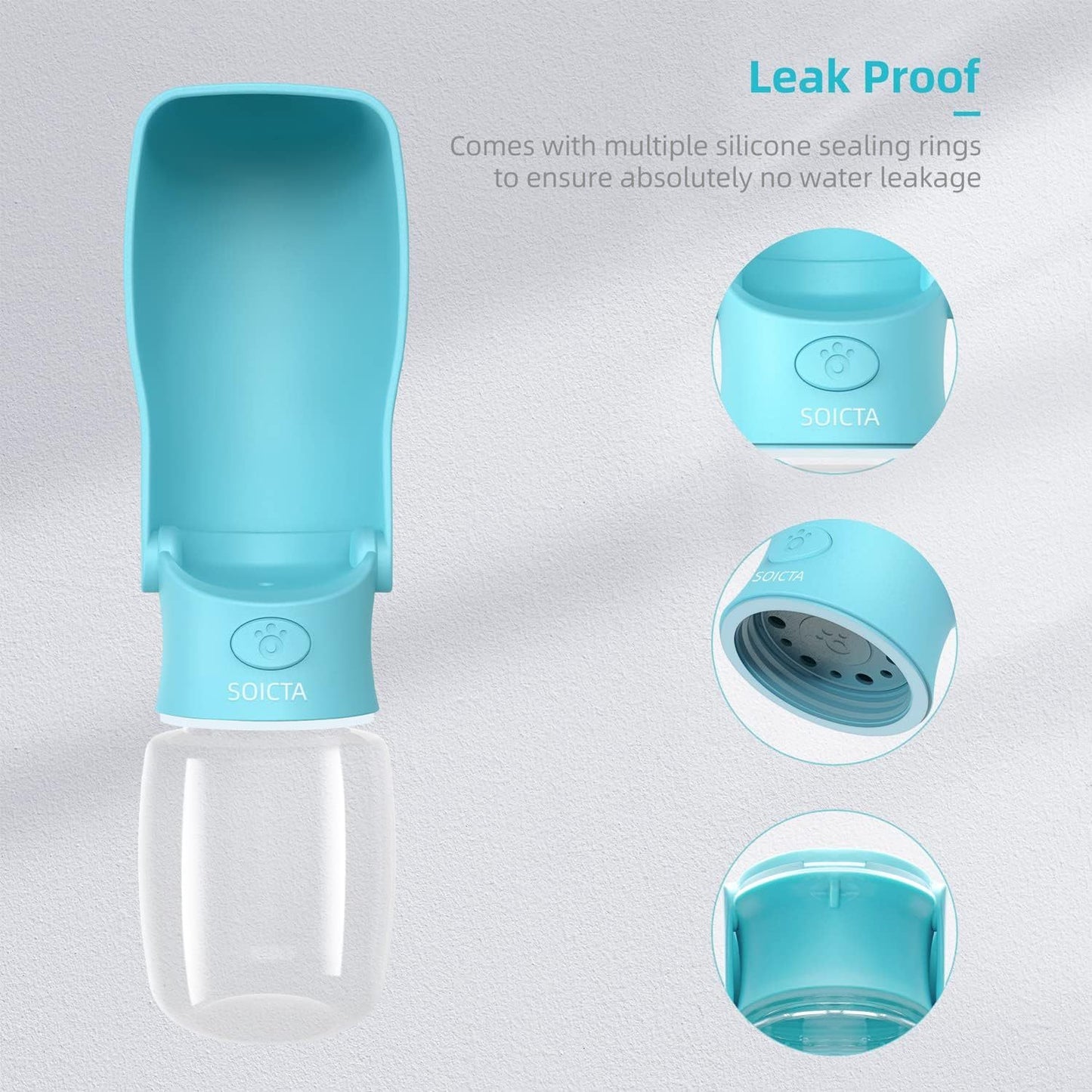 Portable Dog Water Bottle with Built-in Bowl – Leakproof Travel Water Dispenser for Small, Medium & Large Dogs