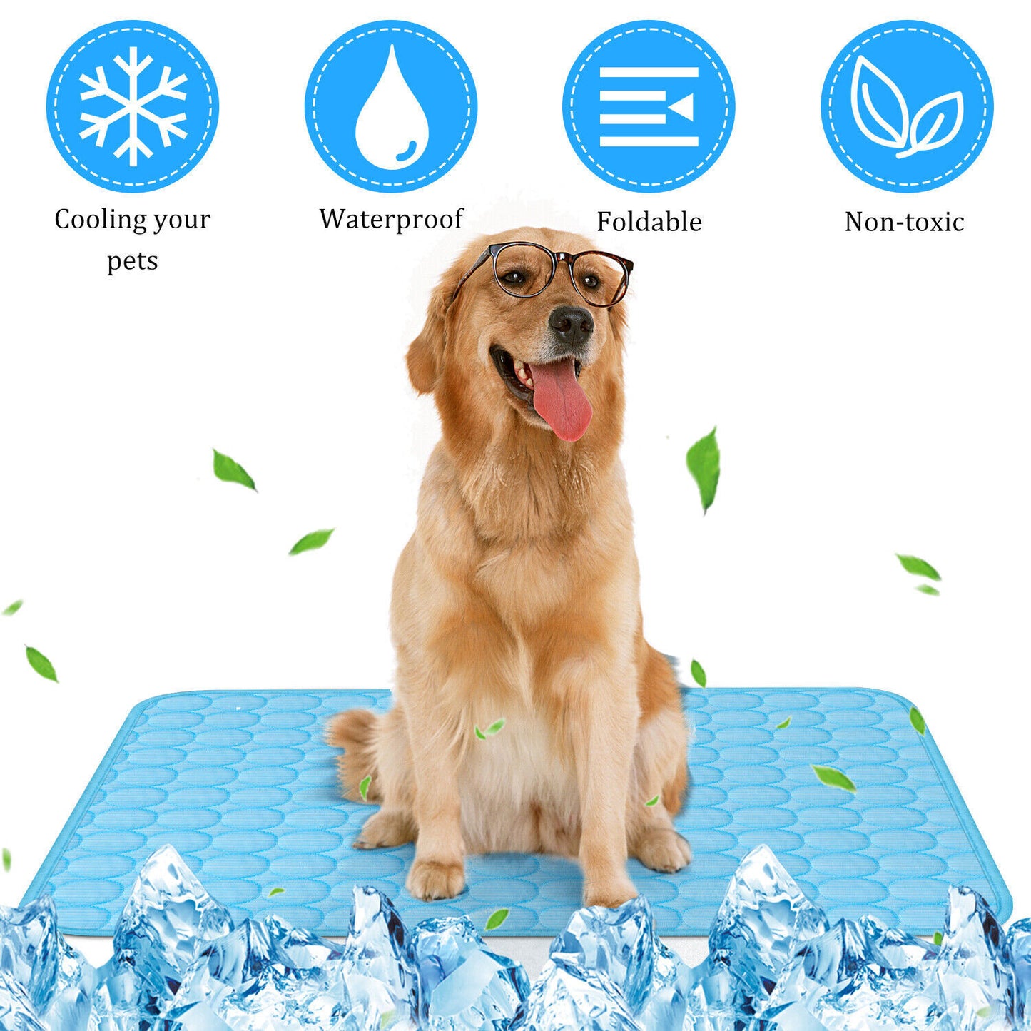 Self-Cooling Pet Mat for Dogs & Cats – Non-Toxic Gel, No Water or Refrigeration Needed, Pressure Activated Cooling Pad